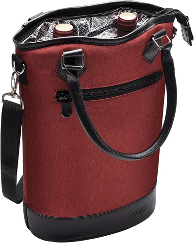 Miniatura 9 de Tirrinia - Portavinos aislada para regalo con 2 botellas – Bolso de transporte para vino/champaña con acolchado para viajes, estuche portátil