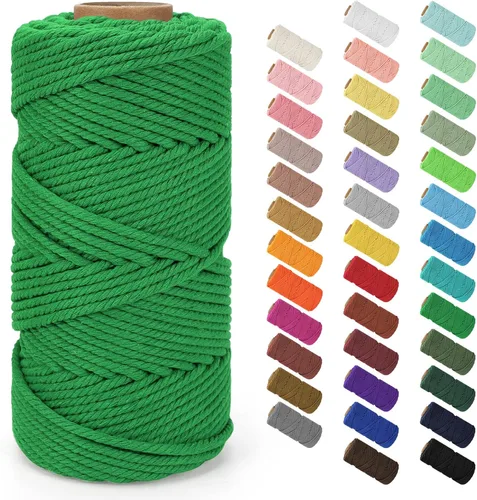 Miniatura 109 de Cordón de macramé de 0.079 in x 380 yardas (1140 pies), cuerda de algodón natural para colgar en la pared, ganchos de plantas, manualidades, Beige