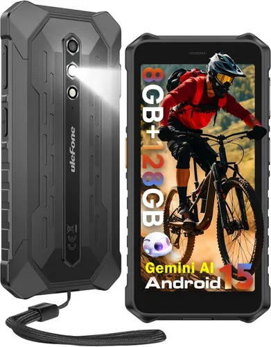 Ulefone RugKing 2 Pro - Teléfono resistente, 8 (4+4) GB+128 GB Octa-Core, 4500 mAh, teléfono impermeable Android 15, pantalla HD+ Corning Gorilla de