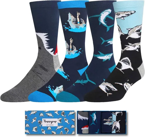 Miniatura 3 de Regalos divertidos de tiburón para hombres, regalos de animales, calcetines de pie grande alienígena, regalos de Navidad, paquete de 4