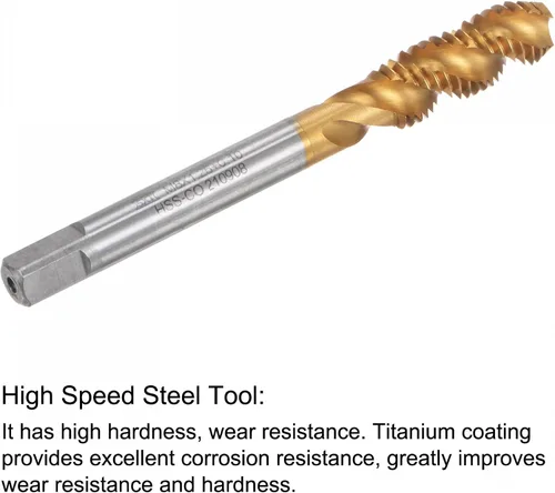 Miniatura 4 de uxcell Machos de roscar para flauta en espiral, M8 x 1,25 + 0,1 métricas de acero de cobalto recubierto de titanio de alta velocidad para máquina