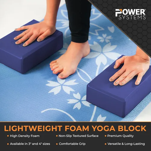 Miniatura 3 de Power Systems Bloque de yoga Espuma de grado comercial, ligero, duradero, soporte ergonómico para uso doméstico y estudio Yoga, pilates, marino