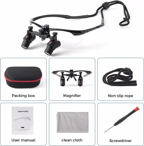 Miniatura 7 de REEHUT Lupas binoculares ergonómicas de 45 ° Ergo Loupes ultraligeras ajustables quirúrgicas lupas de trabajo distancia de trabajo 17.717 in (3.0X)