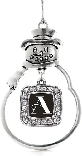 Miniatura 126 de Inspired Silver - Adorno de rodillo de reina - Adorno cuadrado de plata con muñeco de nieve con joyas de circonita cúbica
