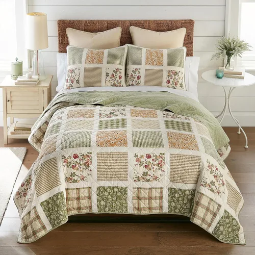 Miniatura 11 de Donna Sharp April Patch- Juego de edredón de algodón tamaño King, mide 110 x 90 pulgadas, incluye 1 edredón y 2 fundas de almohada King, lavable a