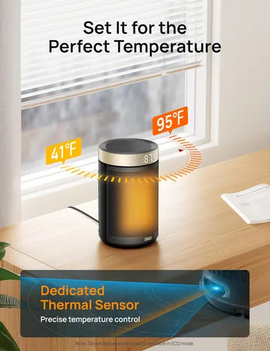 Miniatura 6 de Dreo Calentador de Espacio, Calentadores Eléctricos Portátiles para Uso Interior con Termostato y Control Remoto, Actualizado 2024, Pantalla Dorado