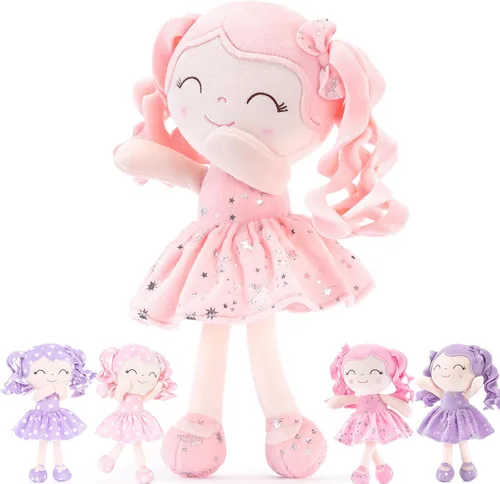 Miniatura 25 de Gloveleya Muñeca Baby Dolls Soft Rag Doll Baby Girl Regalos Curly Spring Girl - Naranja 9 pulgadas