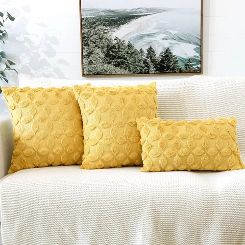 Miniatura 7 de OTOSTAR Juego de 2 fundas de almohada decorativas de terciopelo de lana suave con patrón de flores en 3D, fundas de cojín para sofá de sala
