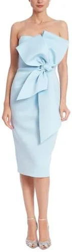 Miniatura 2 de Badgley Mischka Vestido de cóctel sin tirantes con lazo frontal
