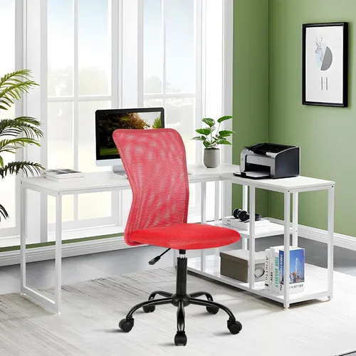 Miniatura 10 de Silla de oficina sin brazos, silla de oficina ergonómica de malla con respaldo alto con soporte lumbar, sillas de computadora, silla con ruedas
