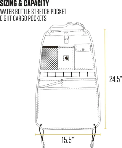 Miniatura 5 de Carhartt Organizador universal de nailon para respaldo de asiento de automóvil, organización para trabajo y niños, color grava