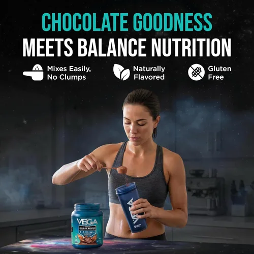 Miniatura 7 de Vega Organic All-in-One Proteína vegana en polvo sabor chocolate 9 porciones, ingredientes de superalimento, vitaminas para apoyo inmunológico