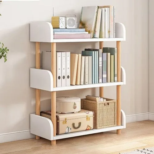 Miniatura 14 de Estantería de 4 niveles, estantería estándar para el hogar, moderna estantería de madera con estantes rectangulares para dormitorio, oficina, Blanco