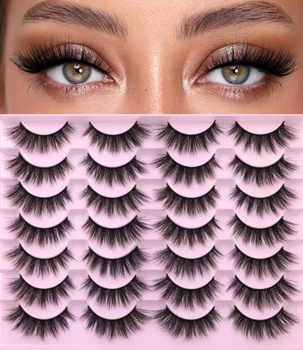 Miniatura 26 de Pestañas Postizas de Aspecto Natural Pestañas de Visón Sintético Wispy Pestañas de Ojo de Zorro que Parecen Extensiones Pestañas de Visón 3D