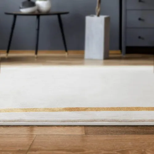 Miniatura 7 de Antep Rugs Babil Gold - Alfombra moderna con bordes de 6 x 9 pies, beige, 6 pies 7 pulgadas x 9 pies