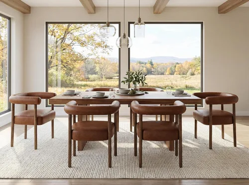 Miniatura 9 de RIVOVA Juego de 4 sillas de comedor blancas de bouclé, sillas de comedor tapizadas modernas, sillas de cocina con respaldo curvo para comedor