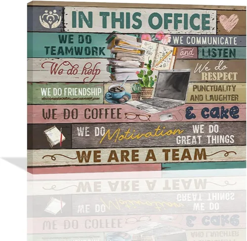 Miniatura 22 de At In This Office - Arte de pared inspirador para oficina, citas motivacionales, imágenes, lienzo, arte de pared con texto en inglés, We Are A Team