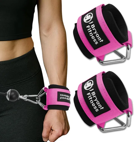Miniatura 8 de J Bryant Muñequeras de fitness para máquinas de cable, correas de muñeca ajustables resistentes con acolchado de neopreno de 0.276 in para Negro