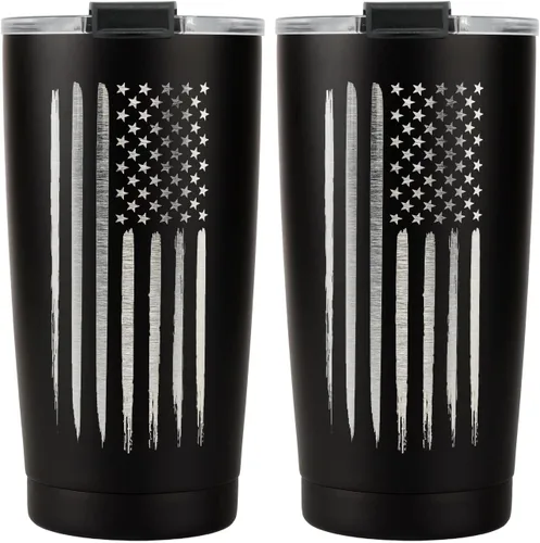 Miniatura 10 de Military Gift Shop Vaso de 20 onzas del ejército estadounidense, taza de café de acero aislado de doble pared con tapa y vaso de 20 onzas