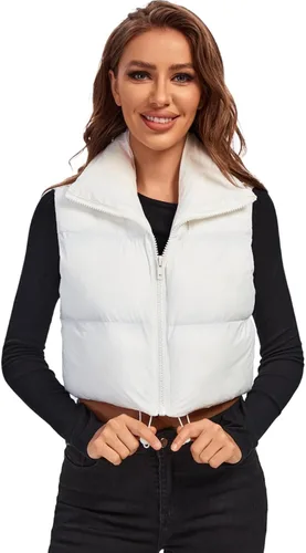 Miniatura 6 de Fuinloth - Chaleco con relleno, cuello alto, ligero, con cremallera, chaleco acolchado, para mujer