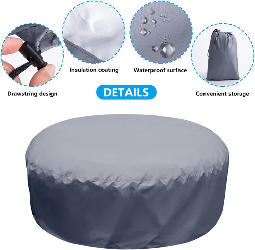 Miniatura 3 de Adnee Protector redondo de tapa completa para bañera de hidromasaje de 75 x 27.5 pulgadas, cobertura completa, reemplazo de fundas de bañera