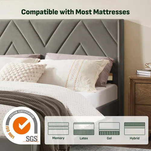 Miniatura 5 de Softa Estructura de cama queen todo en uno ajustable con cabecero tapizado, cama eléctrica con control remoto y motor silencioso, garantía de 10