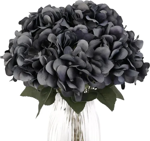 Miniatura 14 de Paquete de 2 flores de hortensias artificiales blancas, 10 cabezas de seda falsas para el hogar, boda, fiesta, centro de mesa, decoración de mesa