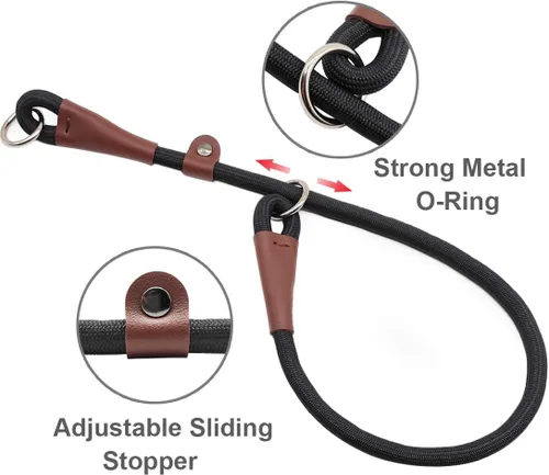 Miniatura 2 de MayPaw Collar ajustable de cuerda de nailon para entrenamiento de perros, collares de perro Martingala redondos sin tirones para perros pequeños