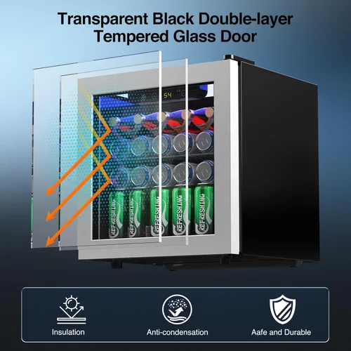 Miniatura 4 de Kismile Mini refrigerador refrigerador de bebidas de 36L para 12 botellas de 50 latas, refrigerador de bebidas de 1.3 pies cúbicos con marco