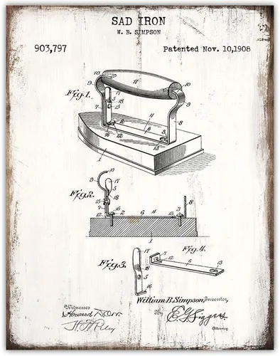 Miniatura 3 de Juego de impresiones artísticas originales de patente para cuarto de lavado - Fotos de letrero de 4-8x10 pulgadas - Estilo Shabby Chic, rústico