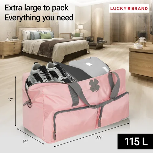 Miniatura 5 de Lucky Brand Bolso de fin de semana plegable para adultos con correa de hombro ajustable para adultos unisex, Rosa (Bridal Rose), Deportes