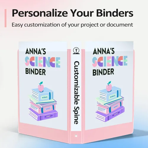 Miniatura 5 de BinderX - Carpeta de 3 anillos redondos extraduradera de 1 pulgada, se adapta a 175 hojas de papel de 8.5 x 11 pulgadas, cubierta personalizable