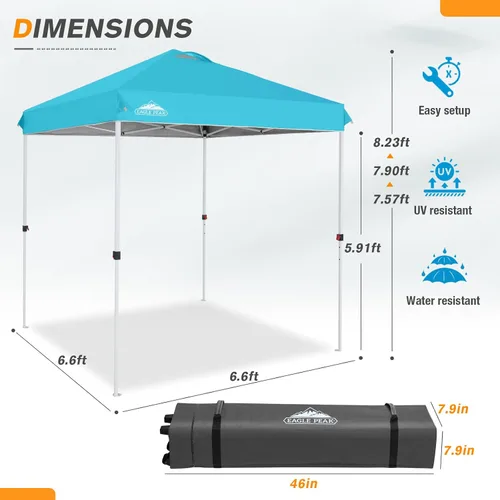 Miniatura 434 de EAGLE PEAK Tienda de campaña desplegable con bolsa de transporte con ruedas, 8 estacas, 4 cuerdas, 4 bolsas de peso, toldo de tienda de campaña