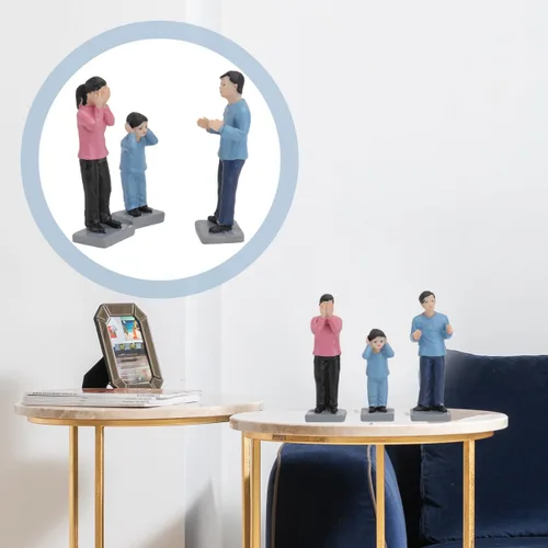 Miniatura 5 de Kisangel Juego de figuras pequeñas pintadas de 1.18 pulgadas con temática de disputas familiares, para decoración de jardín y juguetes para niños