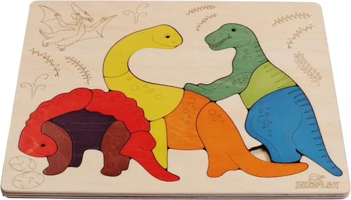 Miniatura 3 de Rompecabezas de madera Jurassic Rompecabezas de 15 piezas Dinosaurios para niños de 3 años en adelante