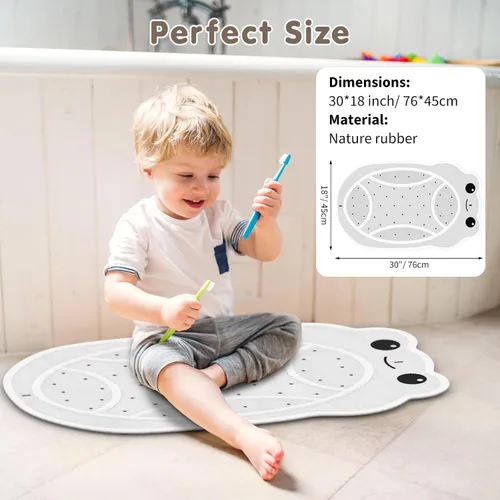 Miniatura 9 de Tapete antideslizante para bañera para niños pequeños, tapete de ducha de 30 x 18 pulgadas para ducha interior, tapete de goma sin olor químico