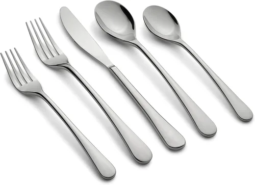 Cambridge Silversmiths Xyla Mirror - Juego de cubiertos de 20 piezas, servicio para 4 Espejo plateado