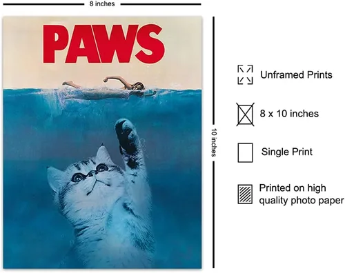 Miniatura 2 de Arte y decoración de pared de gatos, regalos divertidos para amantes de los gatos para mujeres, bonito póster de gatito de 8 x 10 pulgadas