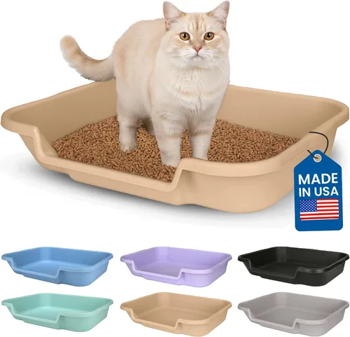 Miniatura 43 de KittyGoHere - Caja de arena para gatos mayores, sartén pequeña con cuchara jumbo de mango largo, caja de arena para gatos de entrada baja, ligera