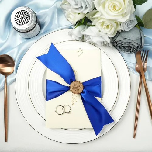 Miniatura 6 de Cinta de satén de doble cara azul real de 2 pulgadas x 25 yardas para envoltura de regalos, decoración de boda, ramo de novia, manualidades de Azul
