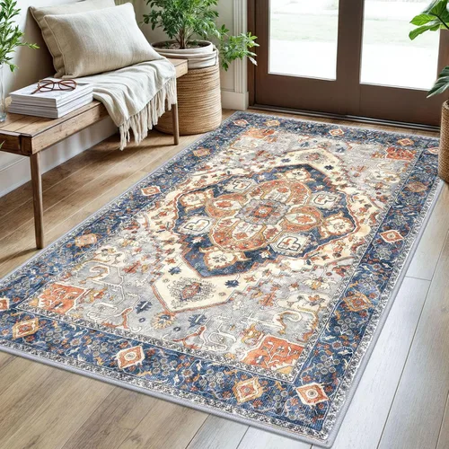 Miniatura 164 de SIILOOM Alfombra lavable de 2 x 3 pies, alfombra suave color taupe ceniza para entrada, tapete antideslizante para puerta de interior, tapete