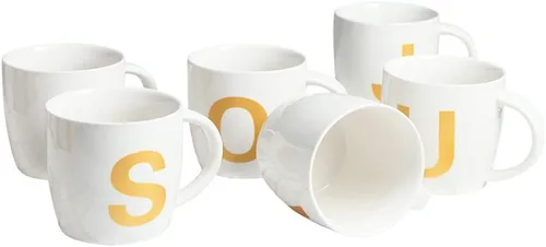 Miniatura 6 de ZaH Taza de café de 16 onzas, taza de cerámica del alfabeto ABC para mujeres, hombres, niños y niñas, decoración del hogar, taza inicial A-Z (A)