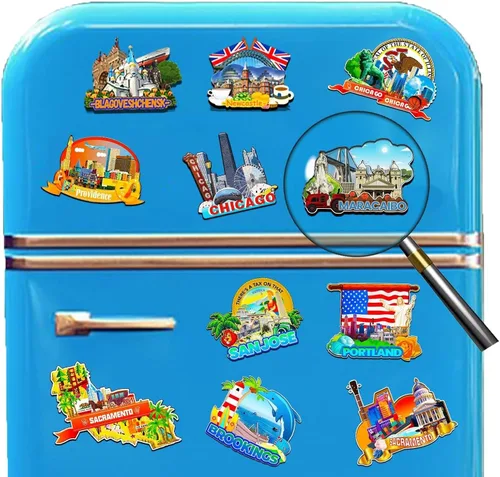 Miniatura 4 de Maracaibo Venezuela imán de nevera imán de madera 3D monumentos de viaje coleccionables recuerdos decoración hecha a mano -2155