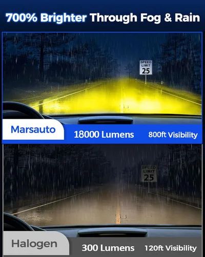 Miniatura 2 de Marsauto Bombillas LED antiniebla H11/H8 amarillas, 18000 lm, 700% brillo, 3000 K, amarillo, H11, H16, H11, bombilla LED amarilla para luces