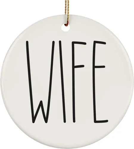 Miniatura 35 de Adorno familiar de Navidad, regalos de hija, hijo, adorno de círculo de cerámica de 3 pulgadas para colgar en el árbol – Día de la Madre