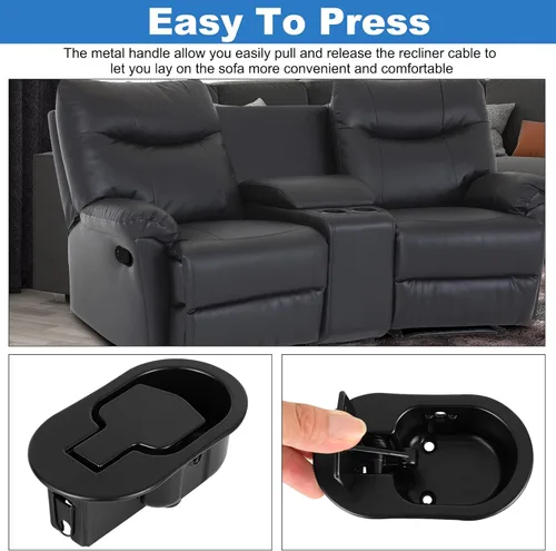 Miniatura 4 de Nonley Tirador reclinable de metal resistente con cable, mango universal de liberación reclinable para sofá que se adapta a la mayoría