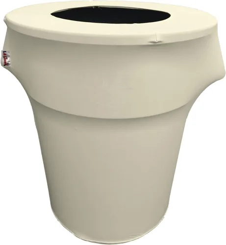 Miniatura 30 de LA Linen Cubierta para cubo de basura ajustable de elastano elástico de 32 galones, cubierta redonda para contenedor de residuos, decoración de Gris