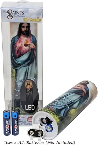 Miniatura 6 de Vela de oración devocional sin llama LED Sagrado Corazón de Jesús