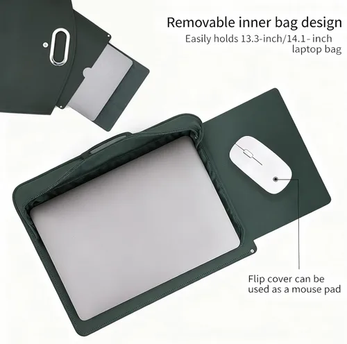 Miniatura 5 de El juego de 2 piezas: sofisticado juego de laptop y bolso de mano de cuero impermeable para negocios, bolso grueso para computadora portátil, juego
