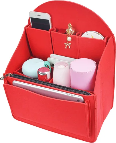 Miniatura 4 de Organizador de mochila de fieltro, organizador de bolso para hombres y mujeres, mochila mochila bolso de hombro (rojo, grande)
